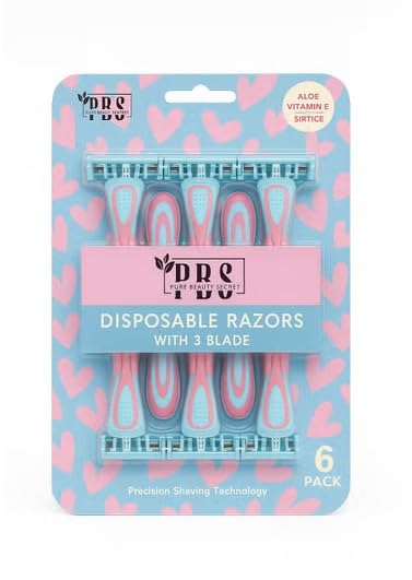 PBS Disposable Razor Blades - Pack of 6 (with Aloe Vera and Vitamin E)
