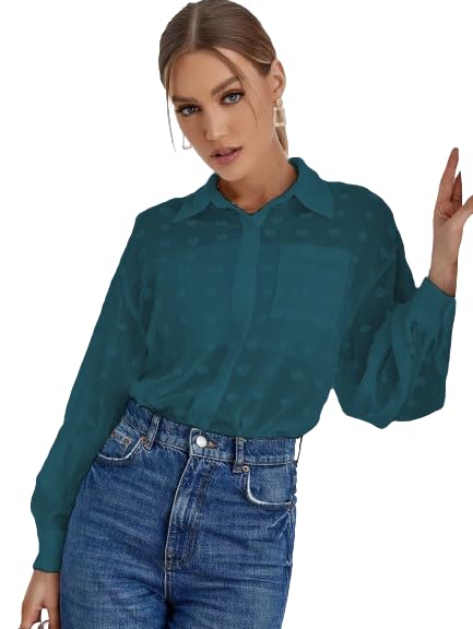 Sunset Women's Schmeez Mini Sheer Pocket Button Pocket Blouse