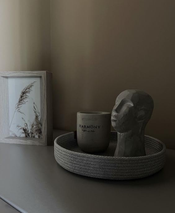 MacrameStore-Gray Cotton Decorative Organizer – 20 cm- منظم ديكور قطن رمادي