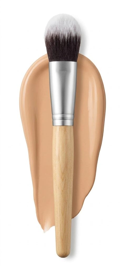 MINI BRUSH -Concealer Brush, Under Eye Angled Flat Top Foundation Brushes For Blending Liquid Cream or Flawless Powder Cosmetics Buffing Stippling Concealer Makeup Brush-12CM