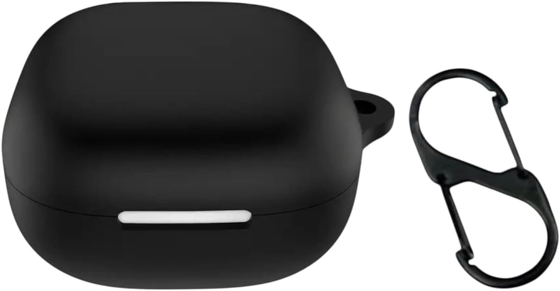 Wireless Earbuds Case Compatible with R60i NC/Soundcore P31i, Soft Silicone Shockproof Protective Cover with Carabiner Front LED Visible (Black)