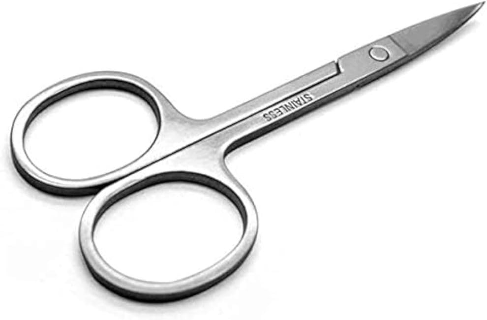 Slasel Stainless Steel Curved Sharp Edge Blades Scissor for Facial Hairs and Eyelashes, Silver