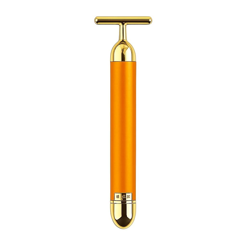 KPD 24K Gold Electric Vibration Energy Beauty Bar Facial Massage for Roller Waterproof Face Skin Care T-Shaped Anti Wrinkle Massager for Forehead, Cheek,Neck,Clavicle Arm Leg