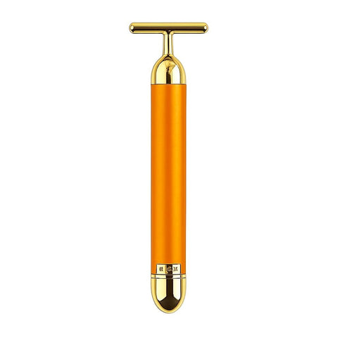 KPD 24K Gold Electric Vibration Energy Beauty Bar Facial Massage for Roller Waterproof Face Skin Care T-Shaped Anti Wrinkle Massager for Forehead, Cheek,Neck,Clavicle Arm Leg