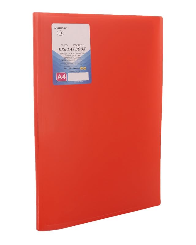3A JS10R Plastic Document Book 10 Pockets A4 Size 20 Sheets - Red
