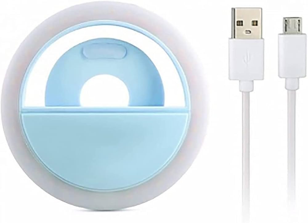 Portable Selfie Ring Light for Phone Rechargeable LED Light 3 Brightness Modes Perfect Ring Light - Blue