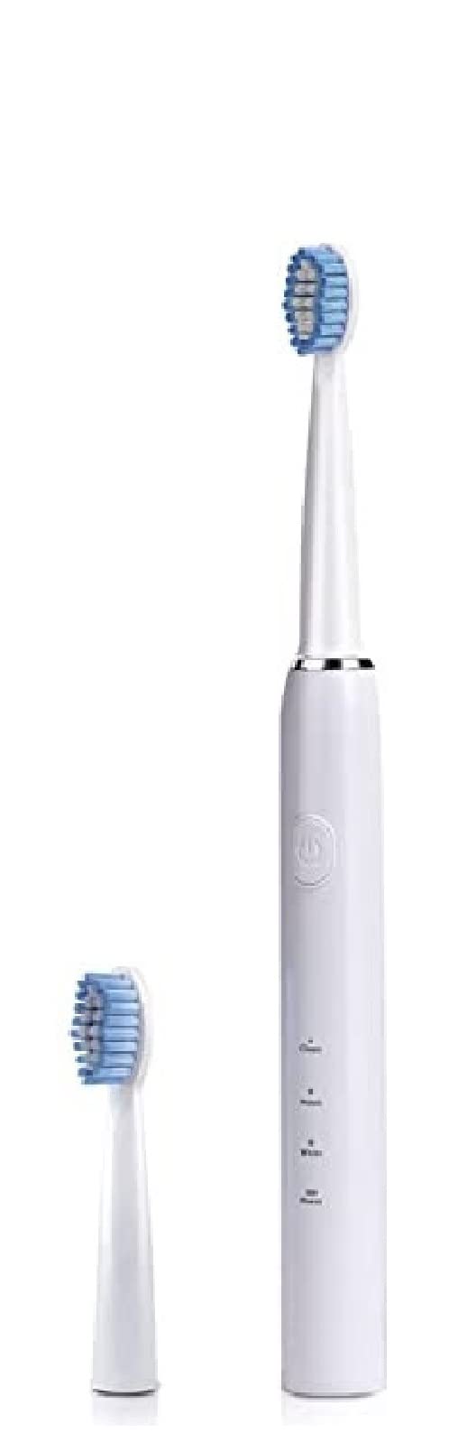 White Electric Toothbrush, Sonic, Rechargeable, Candy Color, IPX7 Waterproof, 3 Modes, 2 Min Auto Timer, USB Charging, 2 Replacement Brushes