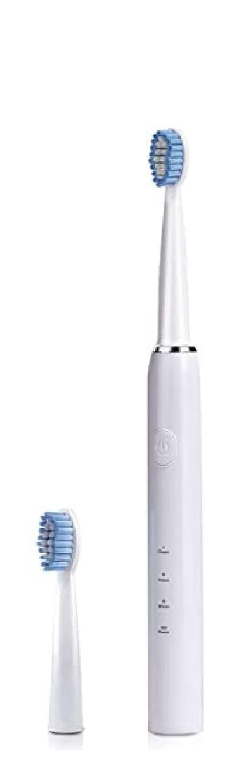 White Electric Toothbrush, Sonic, Rechargeable, Candy Color, IPX7 Waterproof, 3 Modes, 2 Min Auto Timer, USB Charging, 2 Replacement Brushes