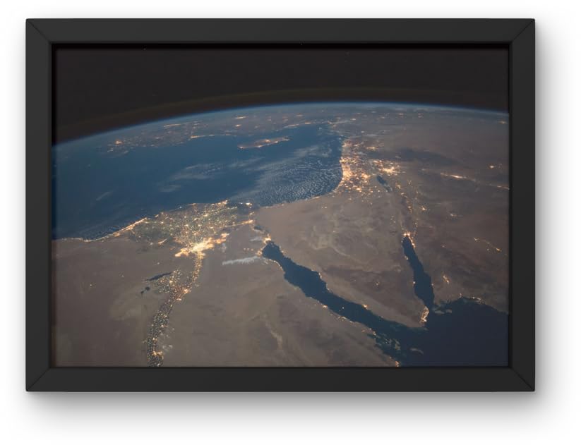 Framed Satellite View of Egypt Print, 30x40 cm, Black Frame with Shatterproof Acrylic Cover