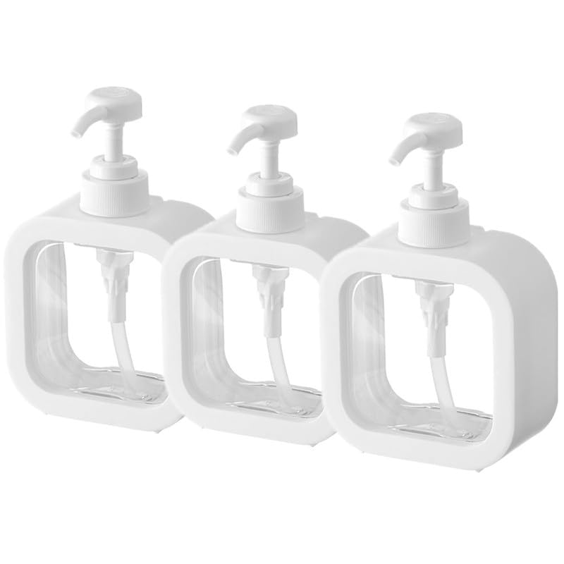 Hand Soap Dispenser Multipurpose Liquid Soap Refillable Plastic Dispenser,Shampoo,Dish Wash,Shower Gel Lotion for Bathroom,300Ml (White 3pcs)