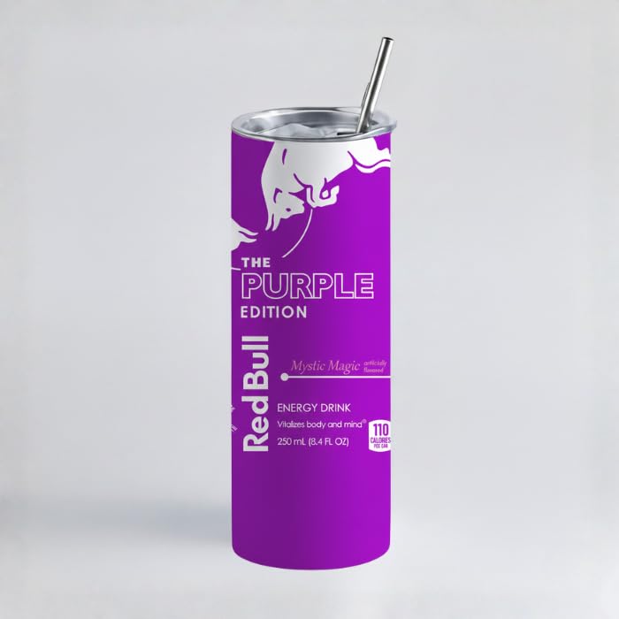 RedBul Insulated Tumbler with Lid, Stainless Steel, 20oz, Oil Painting Design, Hot and Cold Drinks (dark purple)