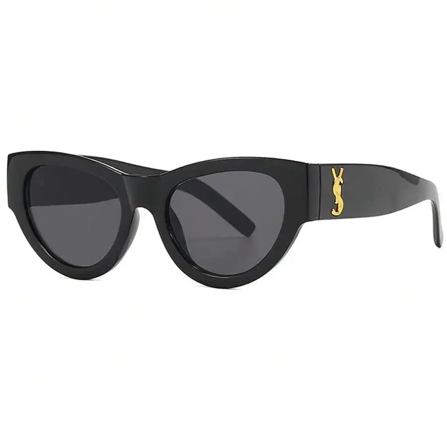 AmazingEGP | Cat Eye Sunglasses for Women, Full Frame, Black, PC, Gray Lens, Retro Style, Casual Fashion, Lightweight, Daily Wear