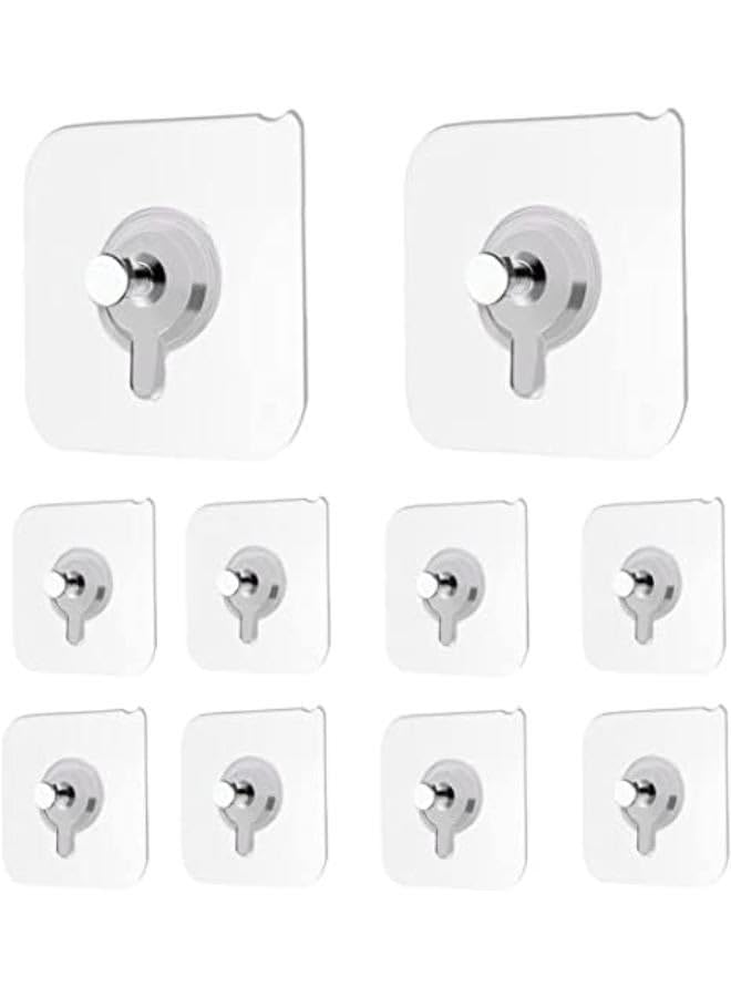 Free Photo Frame Wall Hook Screw Adhesive Non-Trace No Drilling For Bathroom Shower Kitchen Installation Hanging, Waterproof Transparent Screws Hook - 10 Pcs