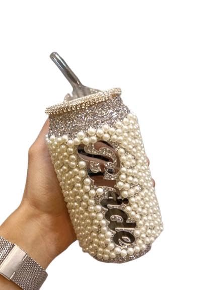Gemstone Cup - Elegant insulated stainless steel tumbler adorned with sparkling crystals and straw, ideal bridal shower coffee mug gift idea (Model 5)