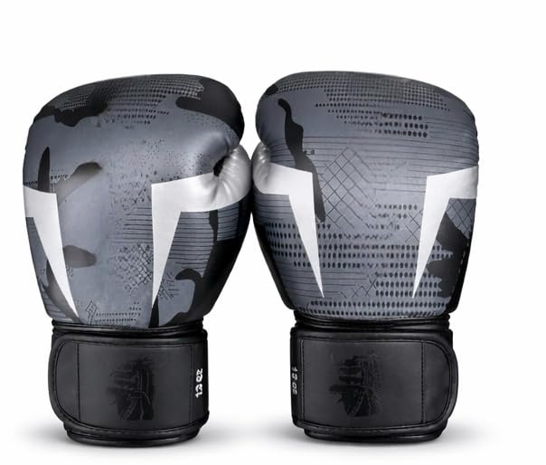 Boxing Gloves for Training & Sparring – Black White Camouflage – MMA, Kickboxing & Muay Thai Punching Gloves