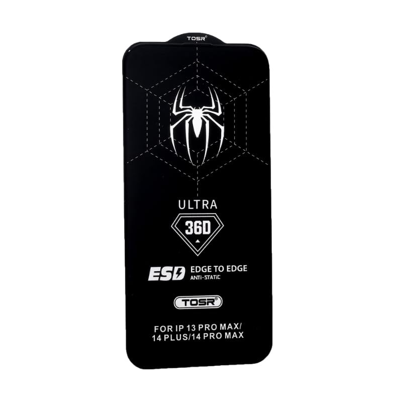 Spider 9H Anti Static Full Coverage Tempered Glass Screen Protector With 3D Black Edge And Scratch Resistant Fits Iphone 13 Pro Max /14 Plus /14 Pro Max Transparent