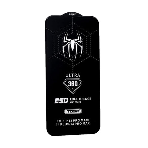 Spider 9H Anti Static Full Coverage Tempered Glass Screen Protector With 3D Black Edge And Scratch Resistant Fits Iphone 13 Pro Max /14 Plus /14 Pro Max Transparent