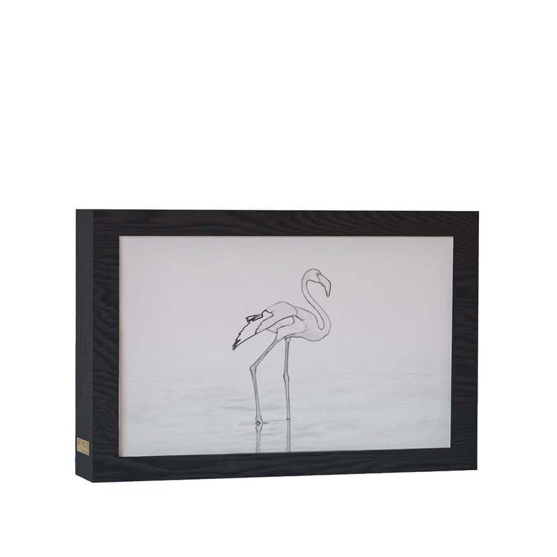 ART MOOD HOME Natural Wood 2 In 1 Photo Lighting Frame - Flamingo 20Cm X 15Cm Black Frame
