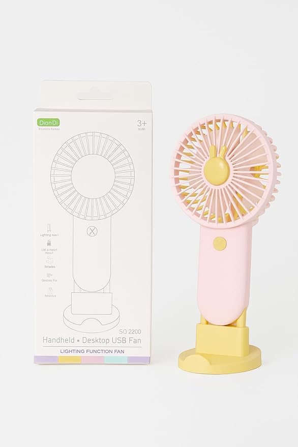 Mini Usb Fan Portable Handheld Desktop Fan With Led Light Phone Stand 2 Speed Rechargeable Compact Fan For Travel Office Home Summer SQ 2200 (Pink)
