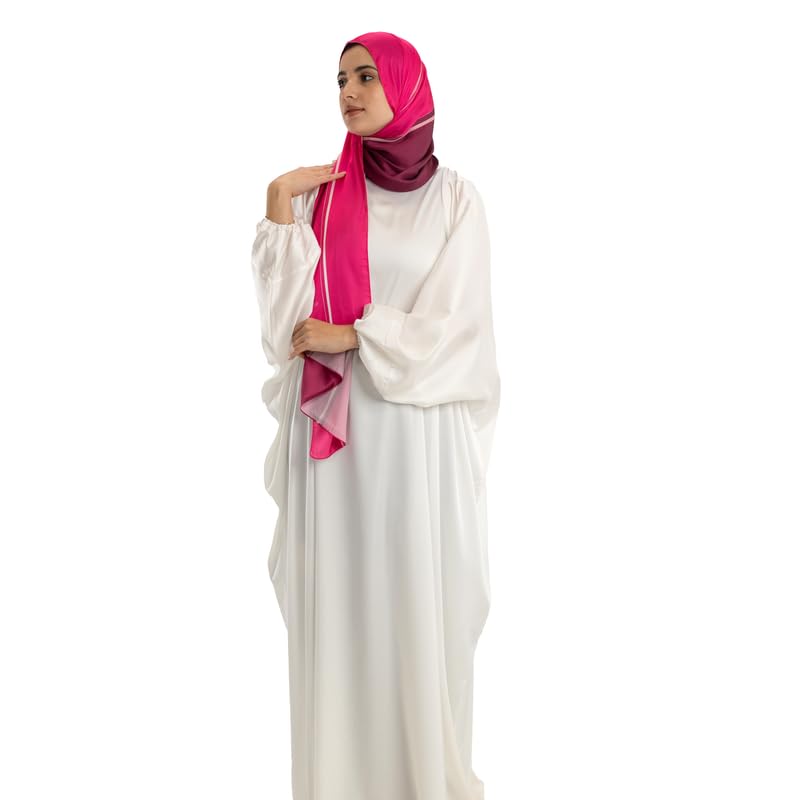ART MOOD HOME Prayer Wear Satin - Isdal Al-Taqwa Pink - White Isdal Only One Size