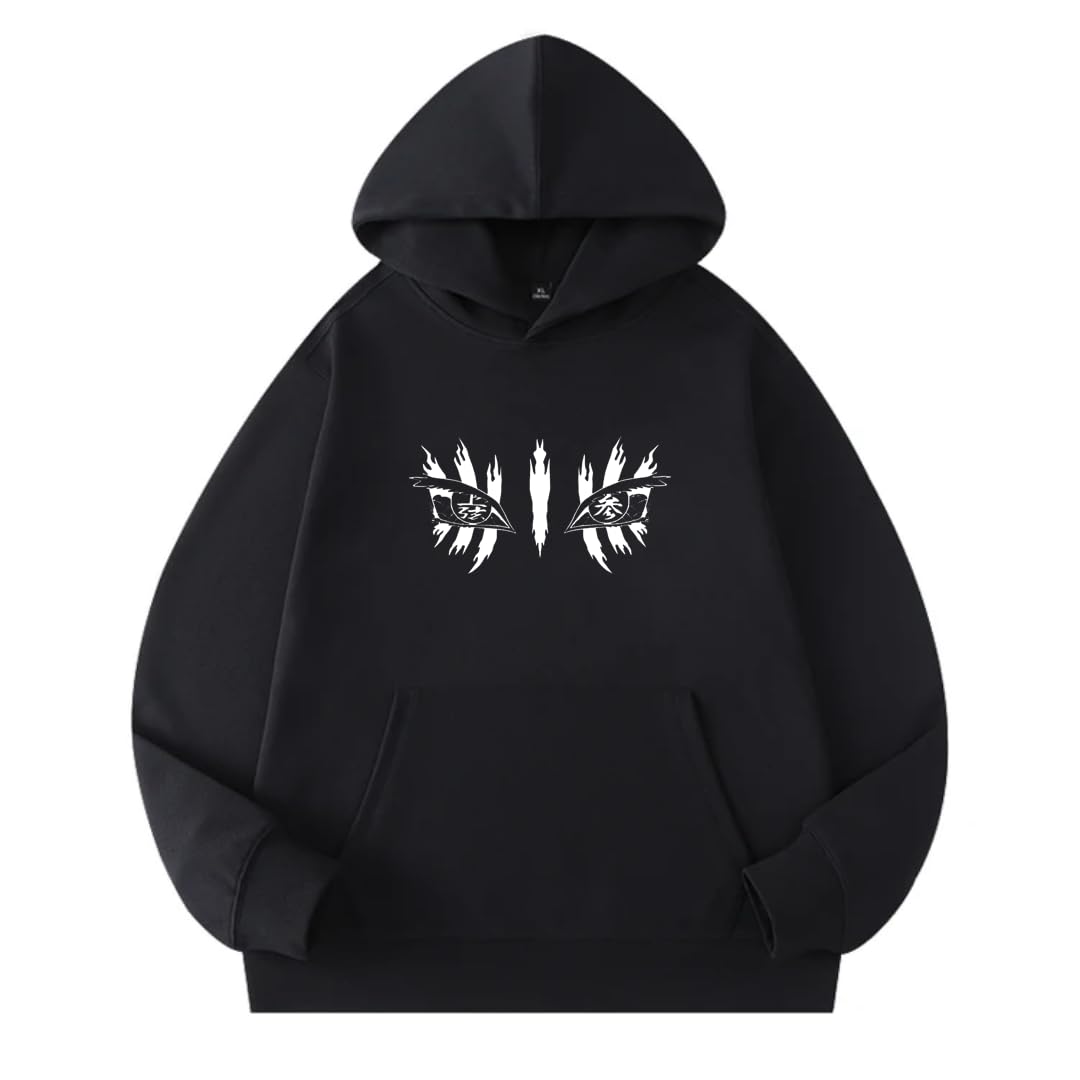 Anime Cotton Hoodie, Black with Amazing Print Design, Pullover Sweatshirt1