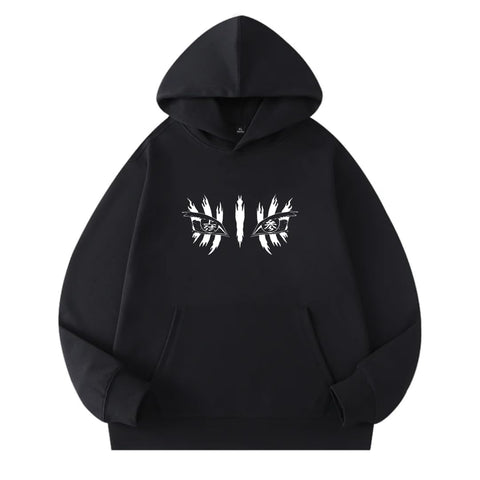 Anime Cotton Hoodie, Black with Amazing Print Design, Pullover Sweatshirt1