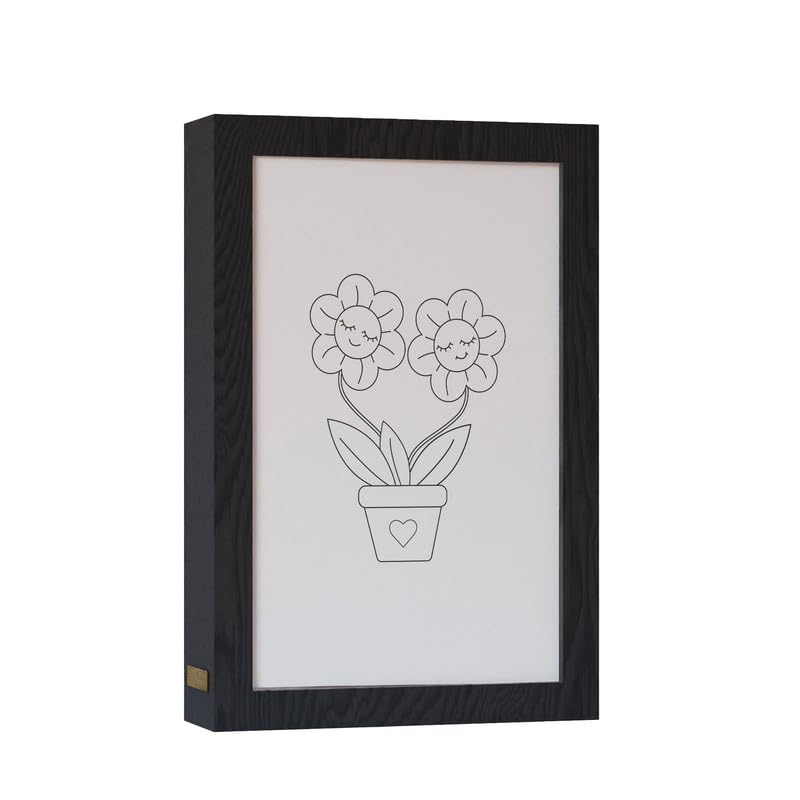 ART MOOD Home Natural Wood 2 In 1 Photo Lighting Frame - Bloom Together 20Cmx 15Cm Black Frame