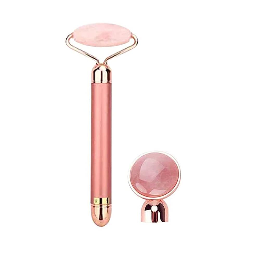 DELFINO Jade Roller Massager, Eletric Jade Roller Face Massager, Eye and Facia Skin Care 2 in 1 Beauty Roller Tools, Reduces Wrinkles and Tightens Skin Natural Real Jade Stone
