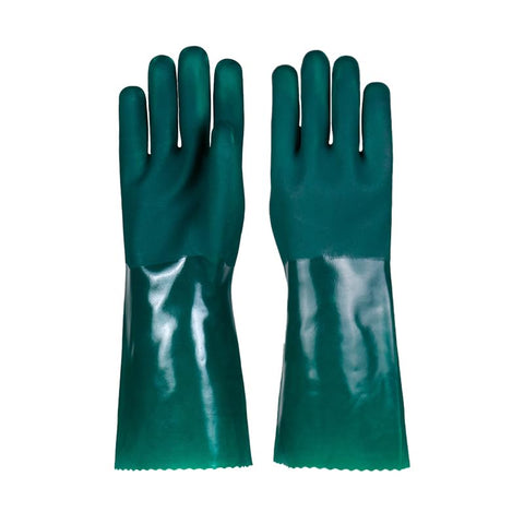 AspidaWorks® Green PVC Chemical Resistant Safety Gloves, Double Dip, Acid and Oil Protection 35CM