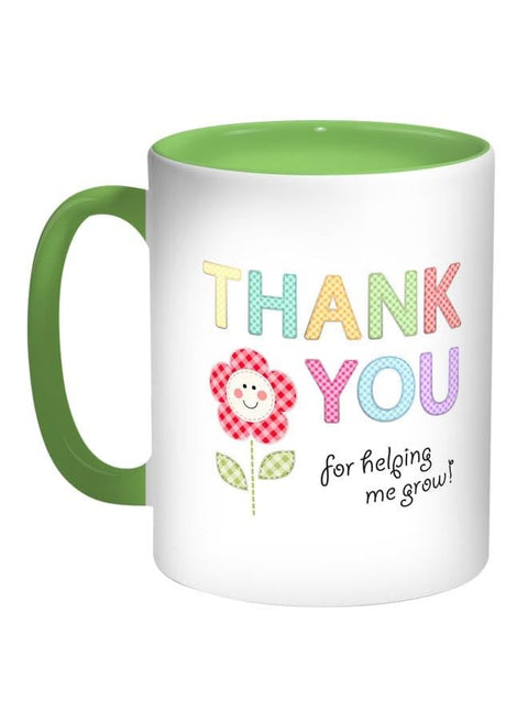 Thank You For Helping Me Grow Printed Coffee Mug Green/White/Red