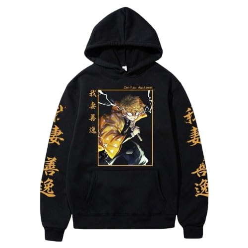 Anime Cotton Hoodie, Black with Amazing Print Design, Pullover Sweatshirt unisex 13
