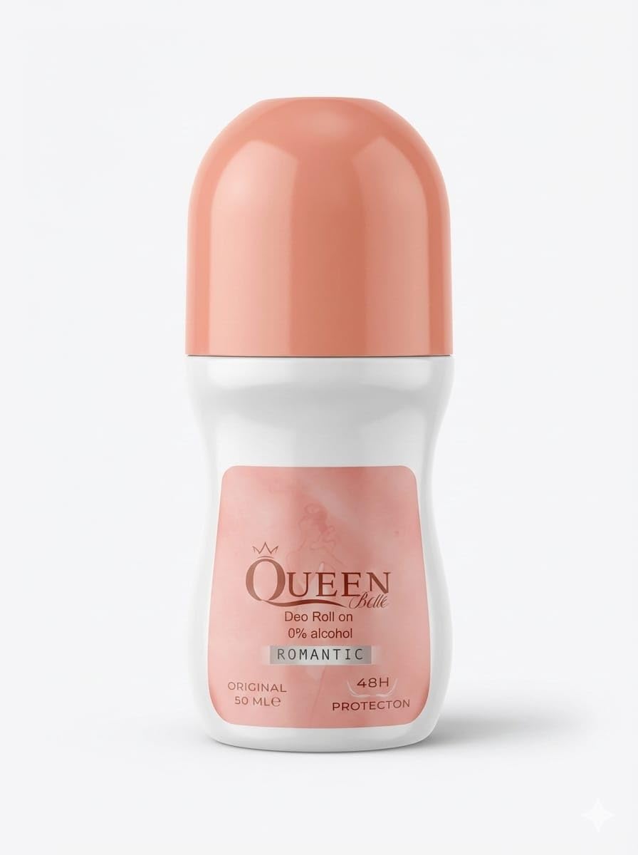 Queen Belle Romantic Deo Roll-on for Women, 48H Protection, Lightening,0% Alcohol, Body Deodorant 50ml