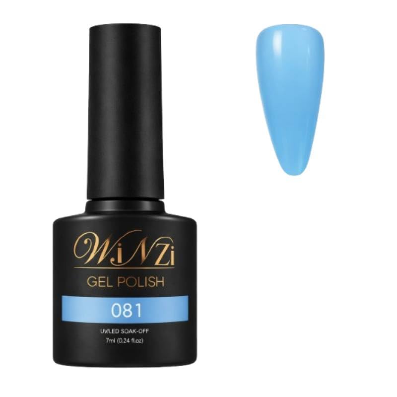 Sky Blue Gel Nail Polish 7ML, Light Blue Soak Off UV LED Gel Polish, Smooth Full Coverage, High Gloss Finish for Salon Manicure & DIY Nail Art at Home (081)