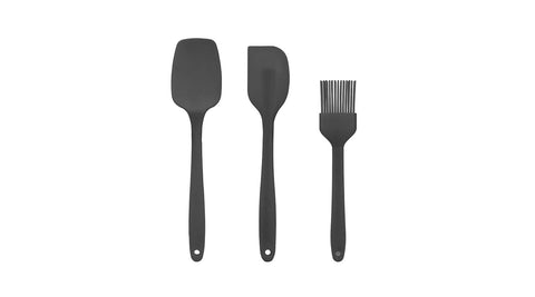 Free Cook Silicone Spoon, Spatula and Brush Set 3-Piece, Red-Multicolor