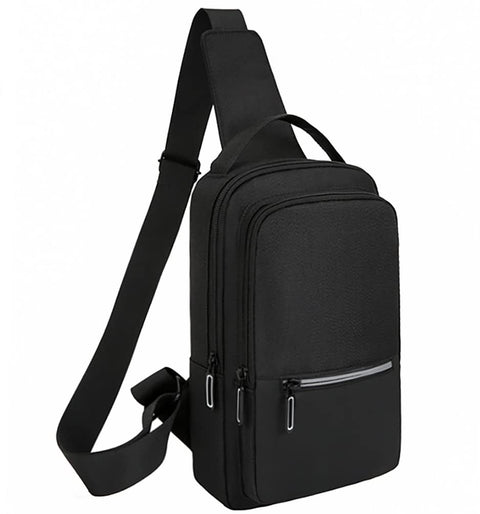 Small Sling Backpack Multipurpose Crossbody Chest Shoulder Bag Travel Hiking Daypack with Reflective Strip (Black)
