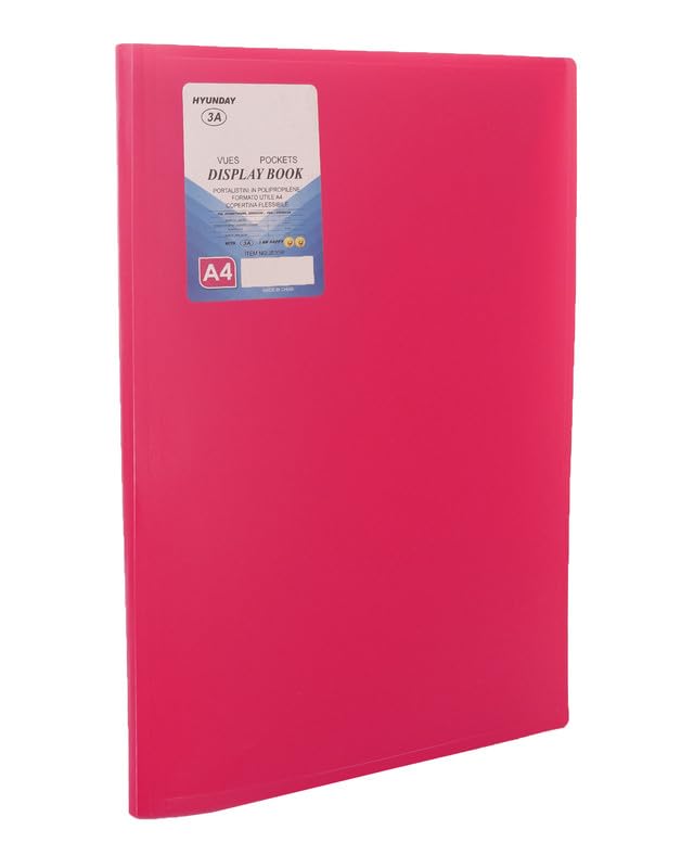 3A JS30R Plastic Document Book 30 Pockets A4 Size 60 Sheets - Fuchsia