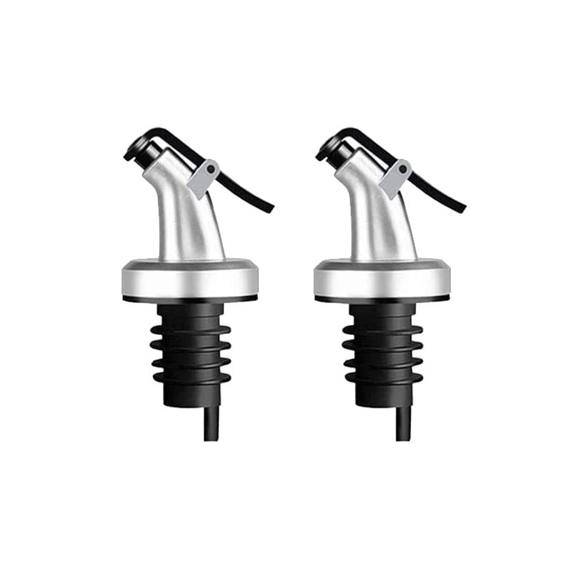 Leak-proof Oil Dispenser Nozzles. Pourers Bottle Dispenser for Olive Oil, Vinegar, Wine, Spirits, Alcohol and Syrups bottles with Stopper perfect for Bottle mouth-Spouts pourer. (Pack Of 2)