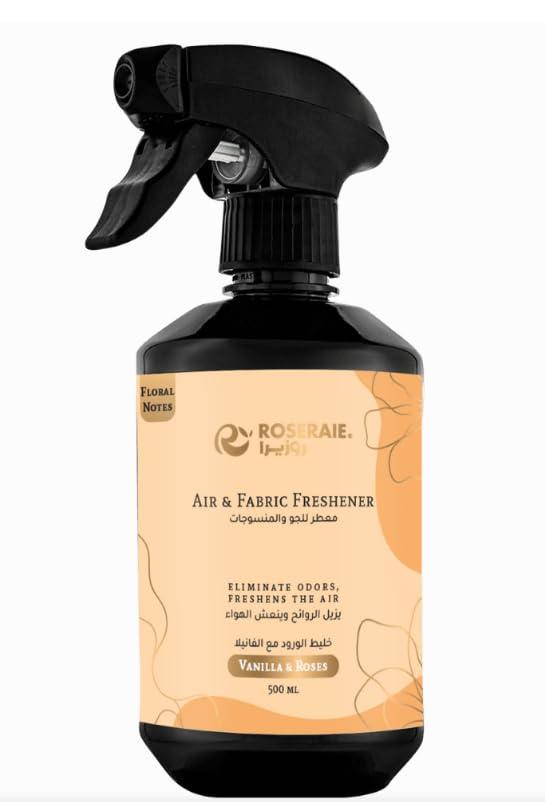 Rosera1 Rose Vanilla Textiles Air Freshener, 500 ml, Long Lasting Fragrance for Home, Office, Car, Black