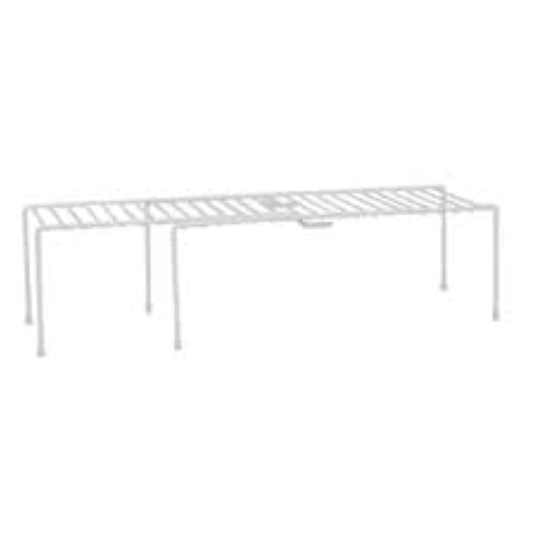 Expandable Storage Rack with Feet, Scratch Resistant Kitchen Counter Organizer Medicine Bathroom Spice Sink Organizer White 25.4D x 81.3W x 14.6H cm - 1 Piece
