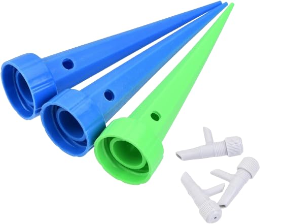 MySouq.Store Self Watering Spikes Adjustable Automatic Plant Irrigation System with Slow Release Control Valve Switch Plastic for Garden (3 Pcs) (Random Color)