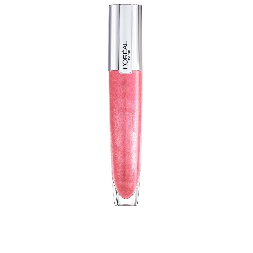 LL'Oréal Paris Brilliant Signature Plumping Sheer Pink Lip Gloss 406 Amplify, Lightweight, non-sticky with intense hydration