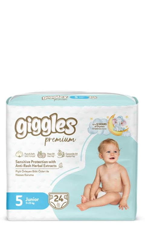 Giggles Baby Diapers 24-Pieces Twin Pack, Size 5