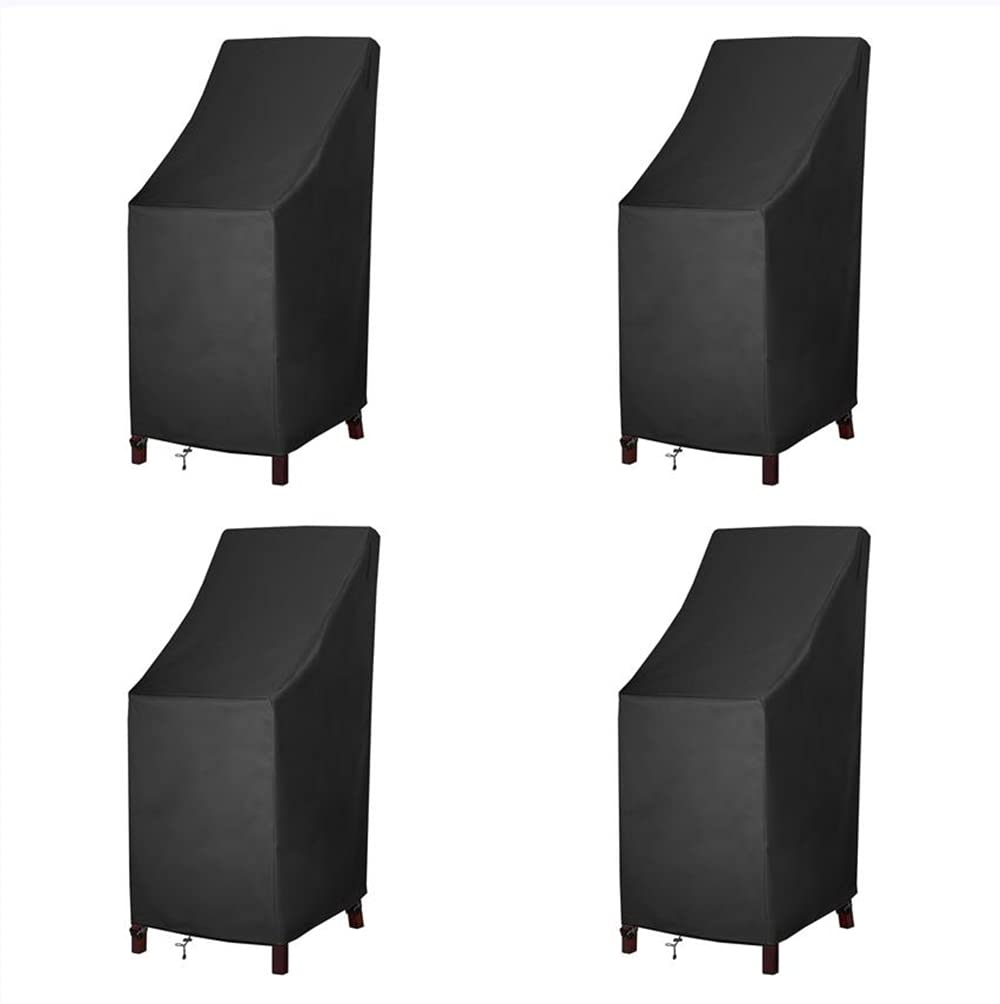 High Back Cover, Stackable Outdoor Durable 600D Oxford Barstool Heavy Duty Waterproof Tall Outdoor Storage Bag Included, 4 Pack