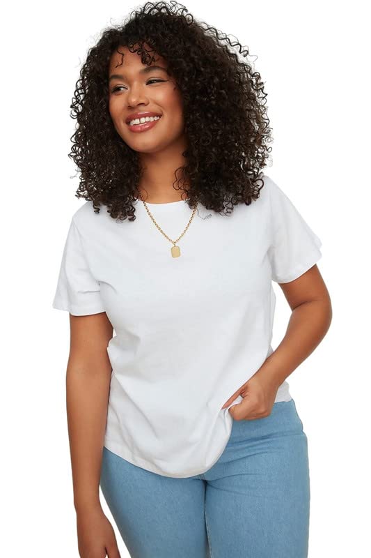 Trendyol Women Regular Fit Basic Crew Neck 100% Cotton Knitted Plus Size T-Shirt TBBSS22TS0733 Trendyol Women Plus Size Regular fit Basic Crew neck Knit Plus Size T-shirt (pack of 1)