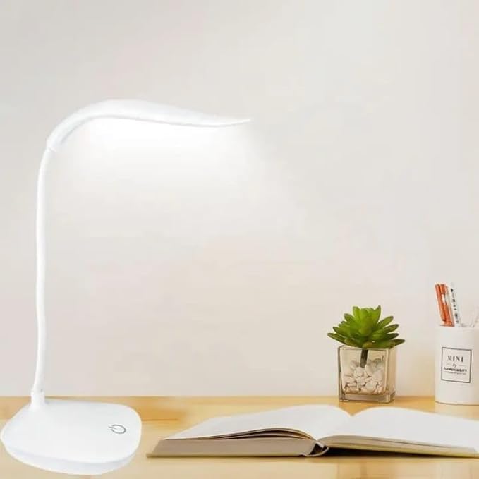 LED Desk Lamp Folding Portable USB Table Lamp With Touch Control 3 Brightness Levels Rechargeable Reading Study Light For Home Office Work Travel (White)