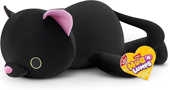 ZURU Hug A Lumps Luna the Kitty, Weighted Plush Toy, Black with Pink Details, Polyester, 80 cm, Ages 3+