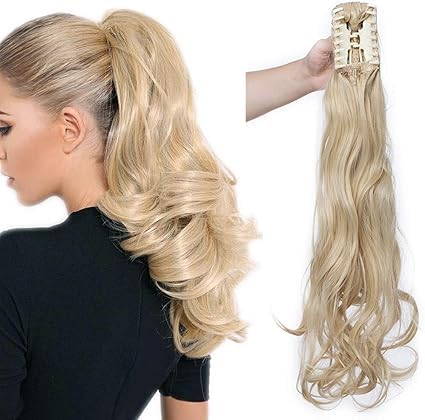 Get Longer and Thicker Hair with Clip in Hair Extensions Designed to Give You a Natural and Silky Look, Easy to Put on and Take Off Perfect for Daily Use (Blonde)