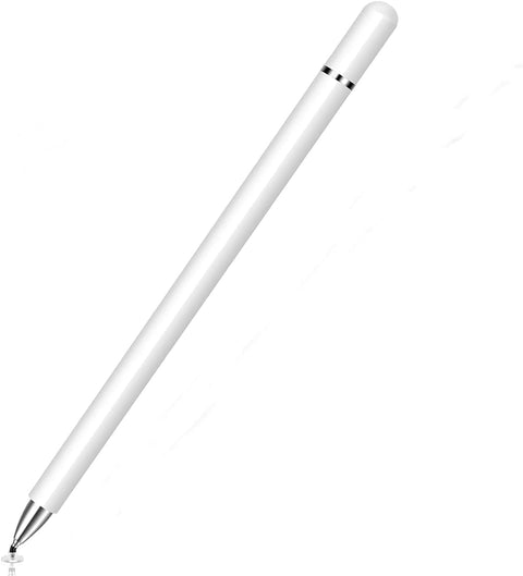 Super Aluminum Light Weight Capacitive Stylus Pen for Touch Screen Devices with Fine Point Disc Compatible with All i.O.S and Smart Android Phone & Tablets (White)