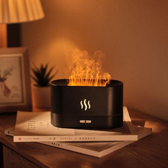 BELLOX Flame Aroma Diffuser, 180ml Aroma Diffuser with Flame Night Light,Usb Ultrasonic Cold Mist Aromatherapy Essential Oil Humidifier for Home Office,Bedroom,Baby Room,Automatic Closing