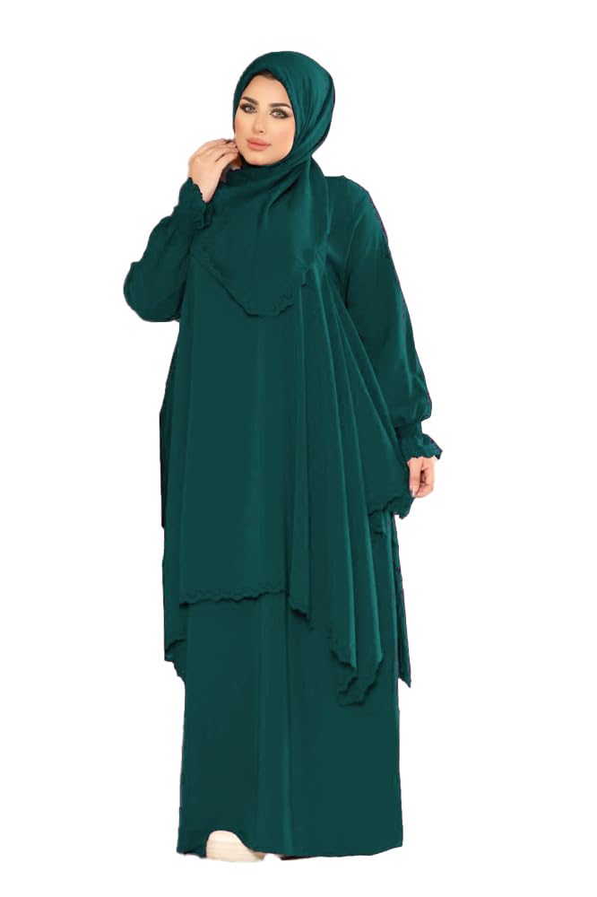 MISK Abaya 4 Piece Blouse and Veil for Women One Size, Brown GS-7068